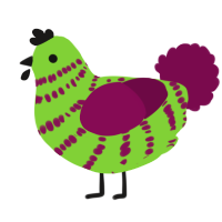 A grass and wine chicken with a bar pattern