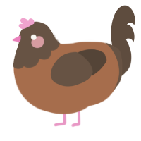 A brown and bark chicken with a head pattern