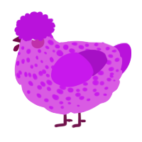 A orchid and amethyst chicken with a speckle pattern