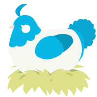 A white and cerulean chicken with a head pattern