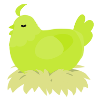 A lime chicken with a head pattern