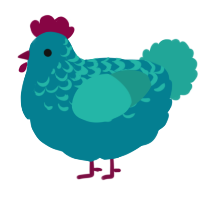 A sea and turquoise chicken with a half-lace pattern