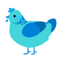 A aqua and sapphire chicken with a neck-speckle pattern