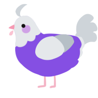 A blurple and mist chicken with a head pattern