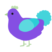 A blurple and aqua chicken