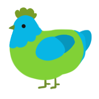 A grass and cerulean chicken with a head pattern