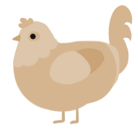 A beige chicken with a head pattern