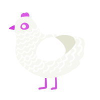 A white chicken with a lace pattern