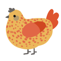 A honey and vermilion chicken with a speckle pattern