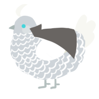A mist and white chicken with a lace pattern