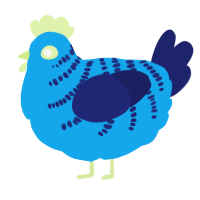 A sky and navy chicken with a half-bar pattern