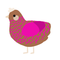 A brown and fuchsia chicken with a lace pattern