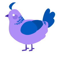 A lilac and ultramarine chicken with a neck-band pattern