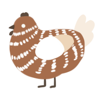 A brown and cream chicken with a bar pattern