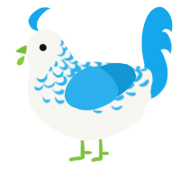 A white and sky chicken with a half-lace pattern