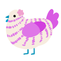 Parfait, a cream and orchid chicken with a bar pattern