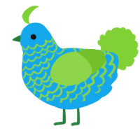 A sky and grass chicken with a lace pattern