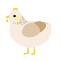 A cream and beige chicken with a neck-speckle pattern