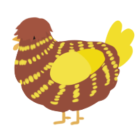 A russet and yellow chicken with a bar pattern