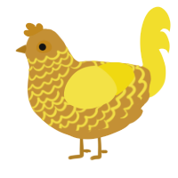 A gold and yellow chicken with a lace pattern