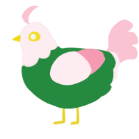A viridian and rose chicken with a head pattern