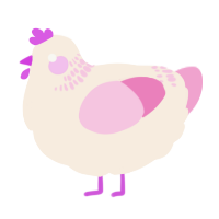 A cream and pink chicken with a neck-band pattern