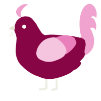 A maroon and pink chicken