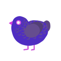 Midnight, a indigo and overcast chicken with a half-lace pattern