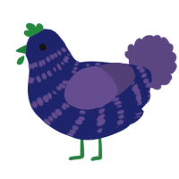 A navy and overcast chicken with a bar pattern