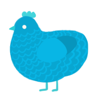 A cerulean chicken with a lace pattern
