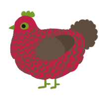 A crimson and bark chicken with a lace pattern