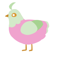 A pink and gluppy chicken with a head pattern