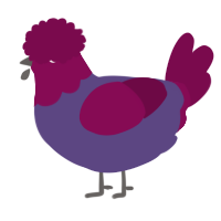 A overcast and wine chicken with a head pattern