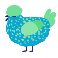 A cerulean and spring chicken with a speckle pattern