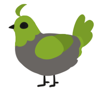 A grey and chartreuse chicken with a head pattern
