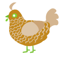A ochre and beige chicken with a lace pattern