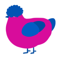 A fuchsia and ultramarine chicken