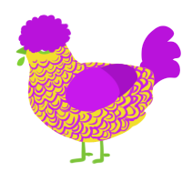 A yellow and amethyst chicken with a double-lace pattern