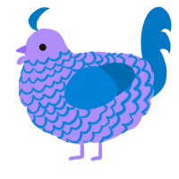 A lilac and sapphire chicken with a lace pattern