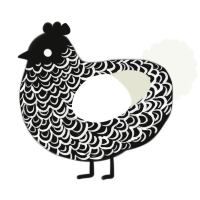 A black and white chicken with a double-lace pattern
