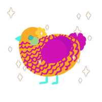 A gold and amethyst chicken with a lace pattern