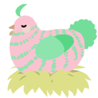 A rose and spring chicken with a bar pattern