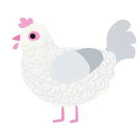 A white and mist chicken with a double-lace pattern