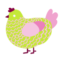 A lime and pink chicken with a lace pattern