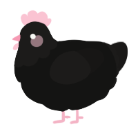 A black and sable chicken with a head pattern