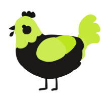 A sable and lime chicken with a head pattern