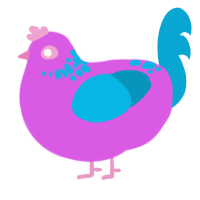 A orchid and cerulean chicken with a neck-speckle pattern