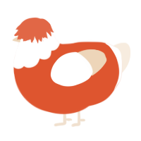 A vermilion and cream chicken with a head pattern