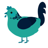 A turquoise and tumblr chicken with a neck-speckle pattern