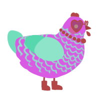 A orchid and mint chicken with a lace pattern